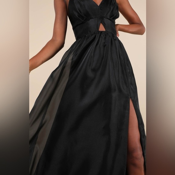 LULU’S Authentic Glamour Black Organza Sleeveless Cutout Maxi Dress - Picture 4 of 5